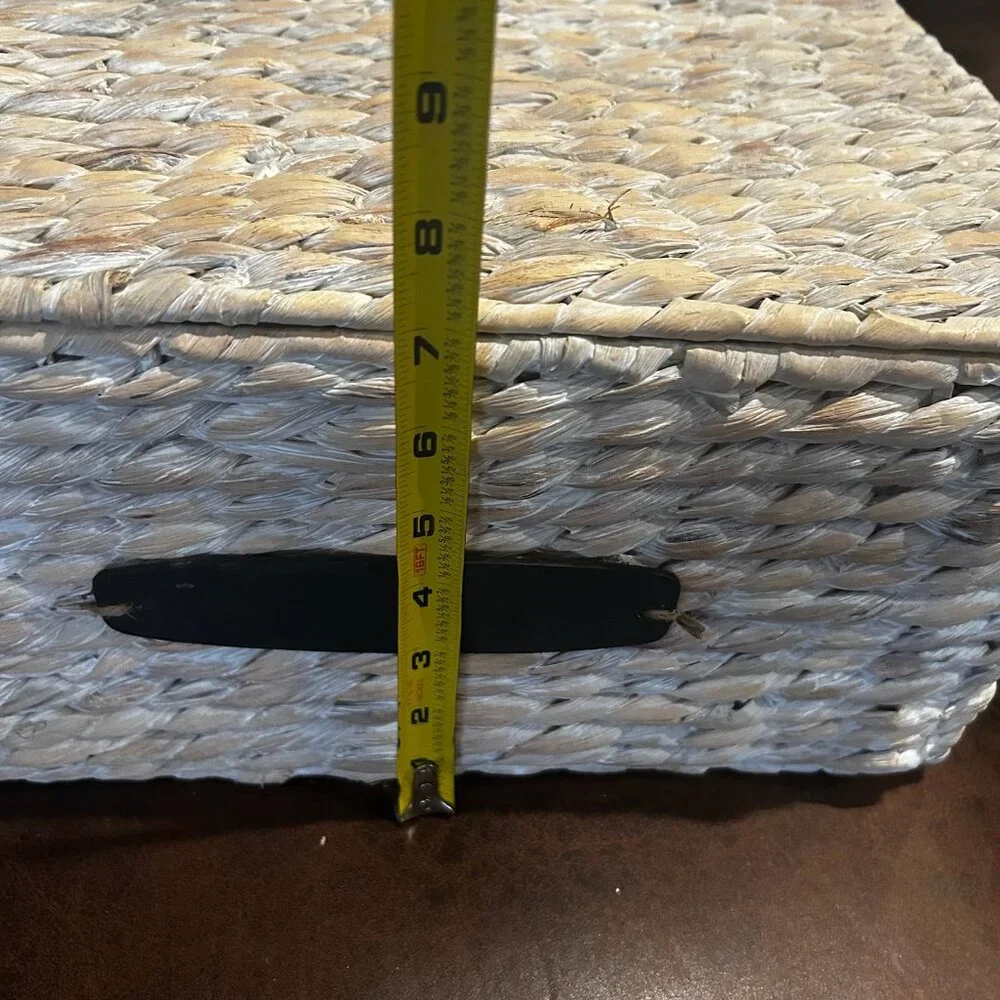 NWT Water Hyacinth Pantry Basket With Lid & Chalkboard Label